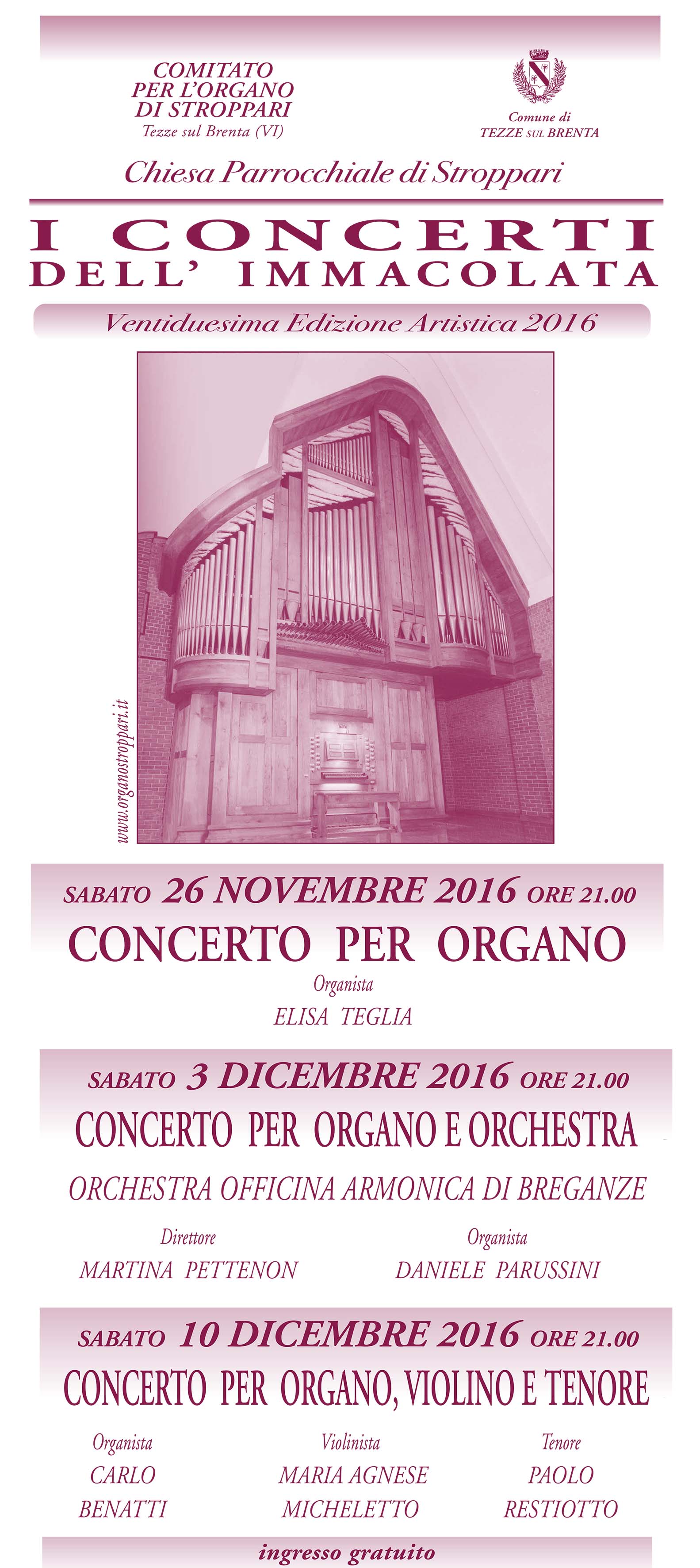 Concerto per organo 2016